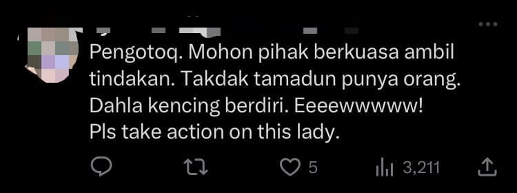 Woman Caught Urinating Behind A Wall At JB Customs, Gets Slammed For Her Lack Of Hygiene comment 1