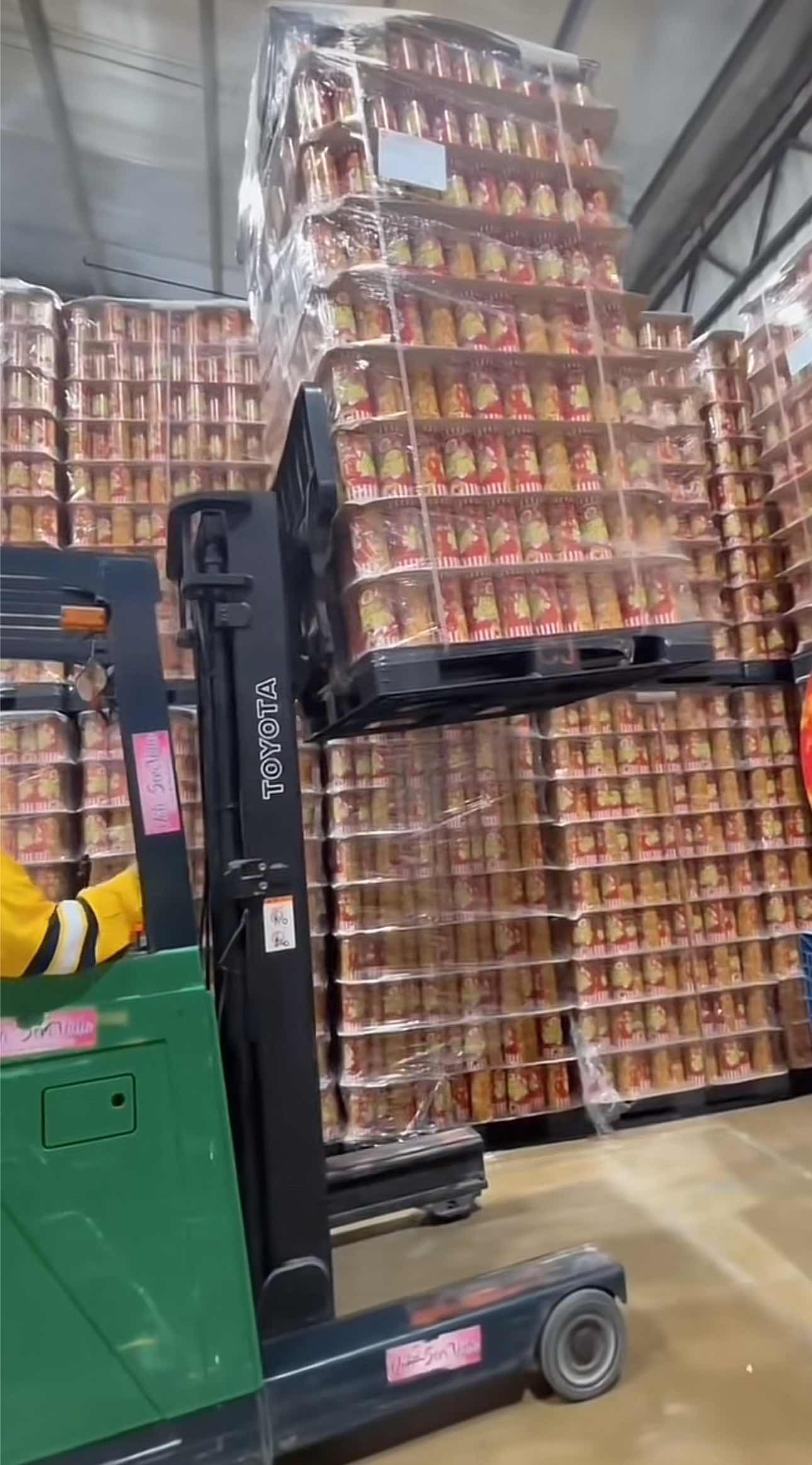 Cik B restocking items with the forklift