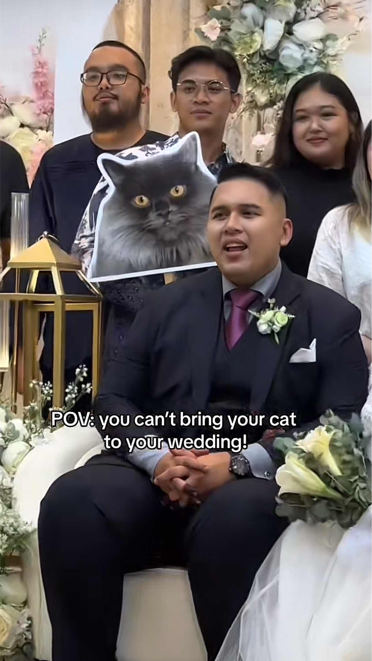man with his cat cutout