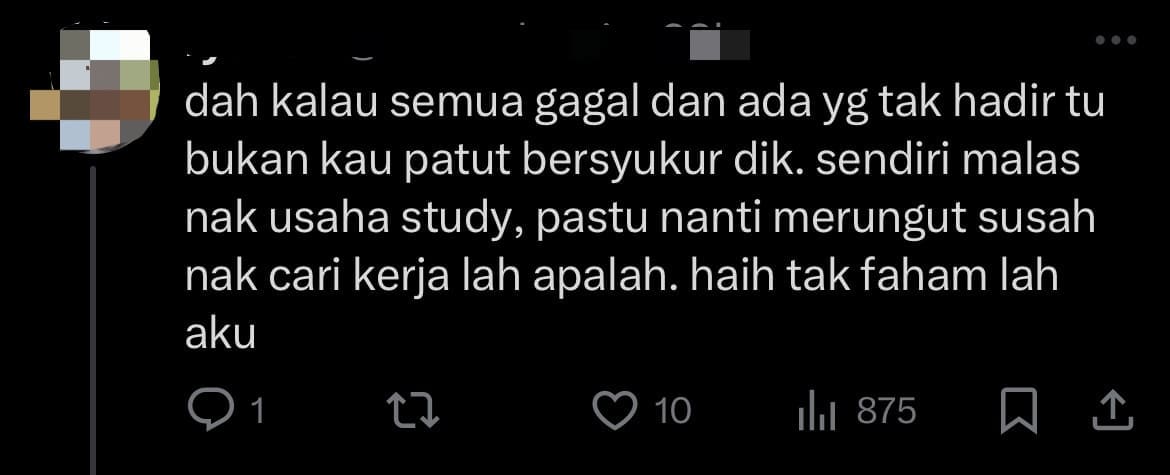 'Very Thankful' — M'sian Boasts About Flunking 6 SPM Subjects, Netizens Shocked comment 3
