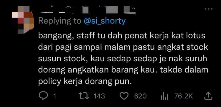 M'sian Influencer Complains About Lotus's Staff Not Carrying Her Items & Netizens Aren't Having Any Of It comment 1