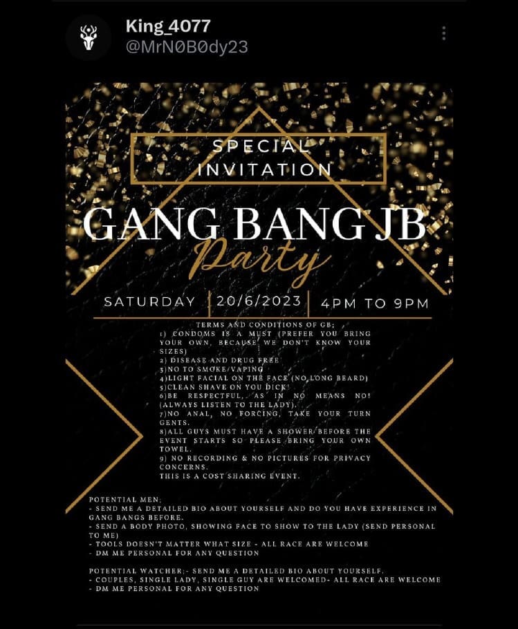 Johor Sex Party Poster Goes Viral Online, M'sians Warned To Stay Away From Similar Activities