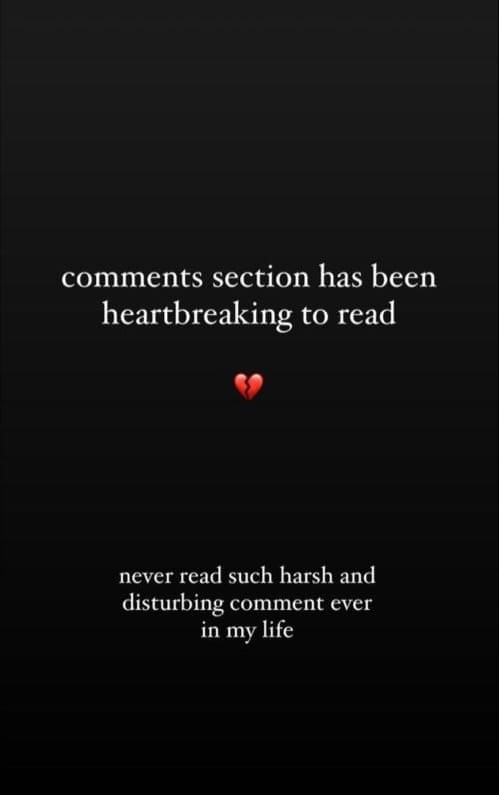 A screenshot of the man's story highlighting that he was upset after reading the comments under his video