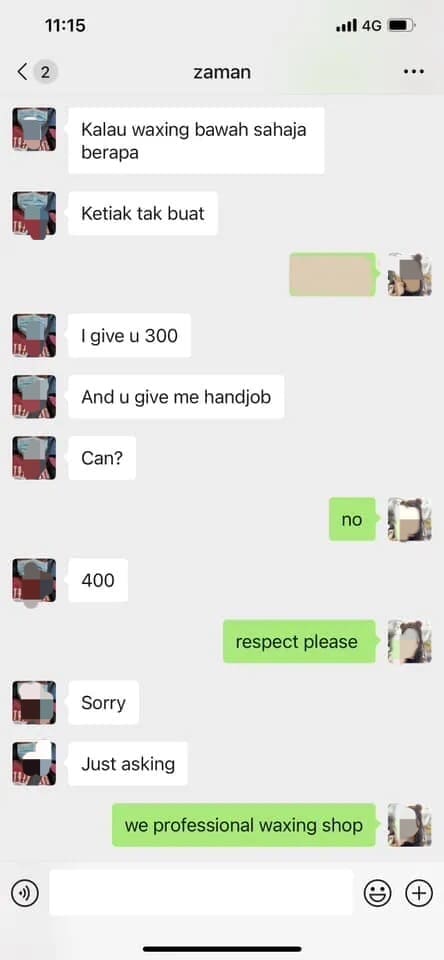 conversation between customer and Xiao Rou Ng