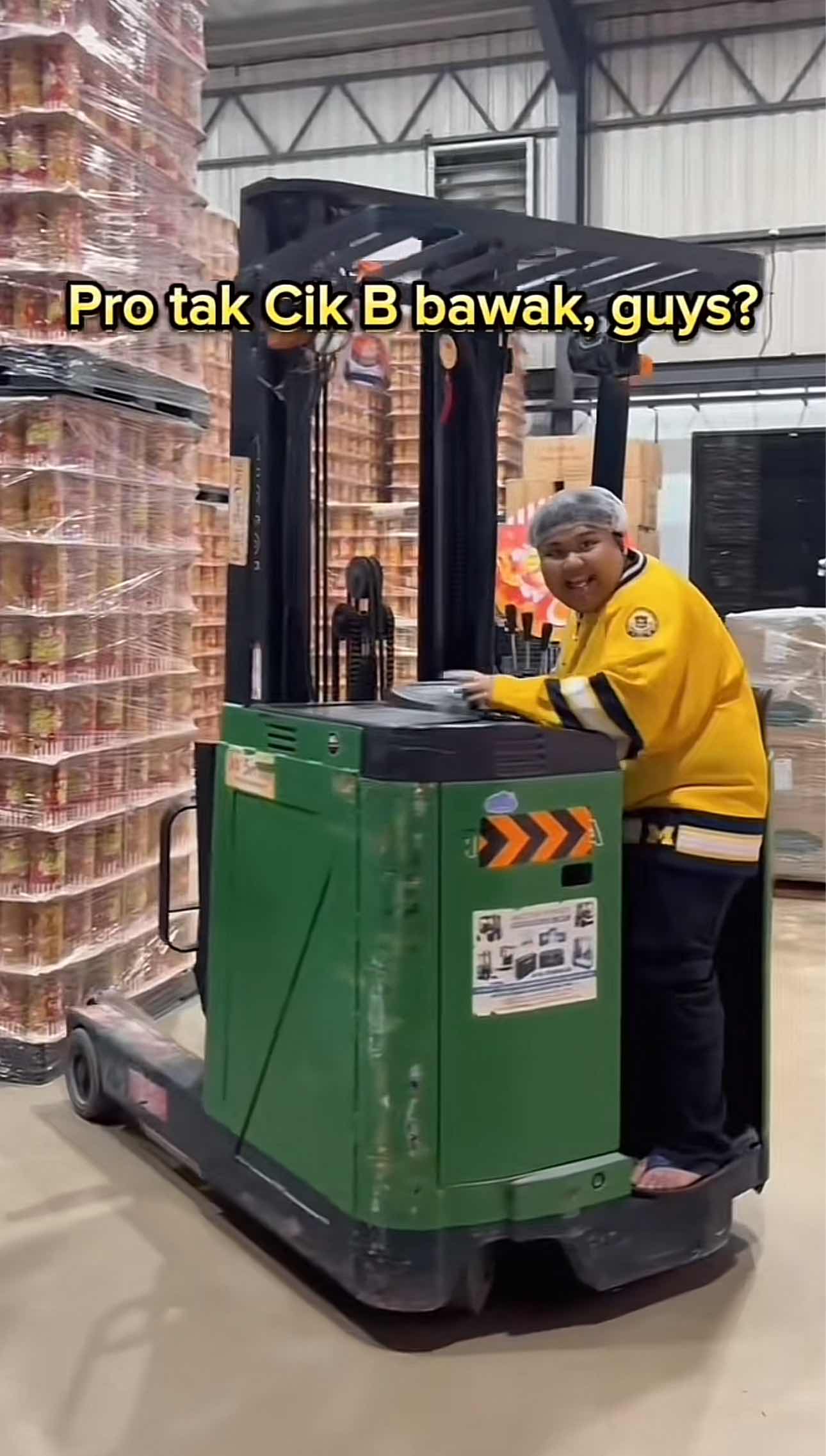 Cik B doing tricks in the forklift