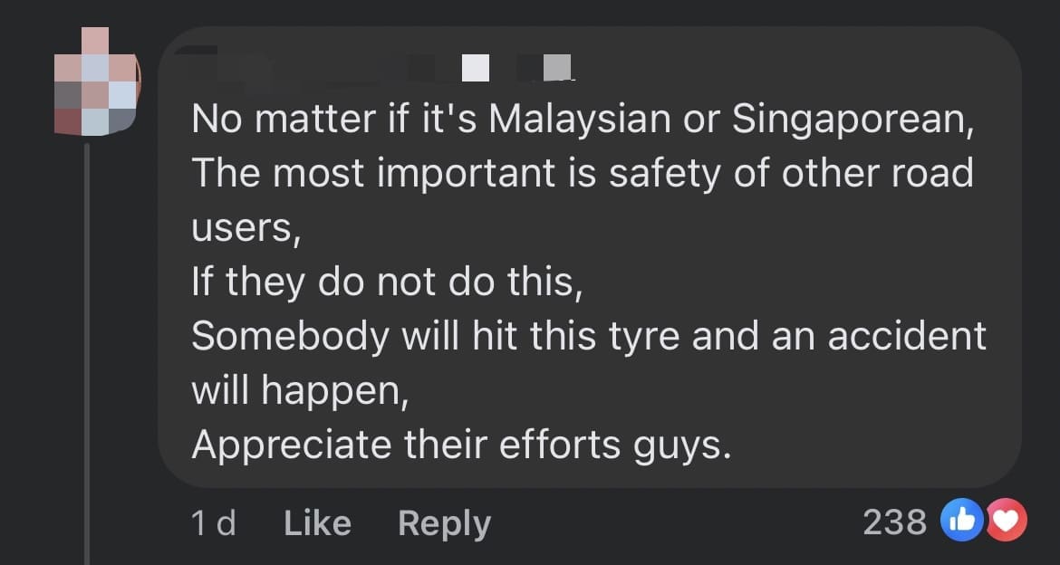 Motorcyclists Team Up To 'Escort' Car Tyre Rolling Along SG Highway comment 1