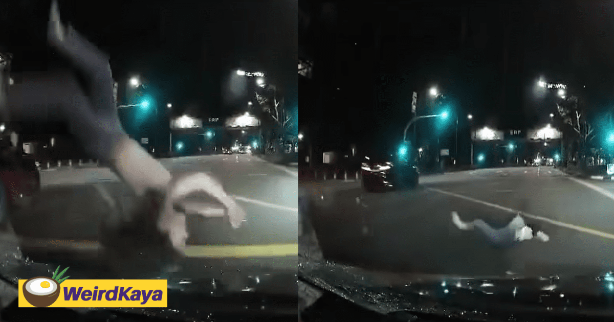 Jaywalking Woman Gets Hit By Car & Sent Flying In SG As She Was Looking At Her Phone