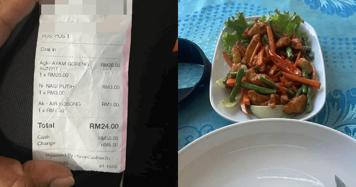 man showing receipt of ayam goreng kunyit he bought at langkawi restaurant