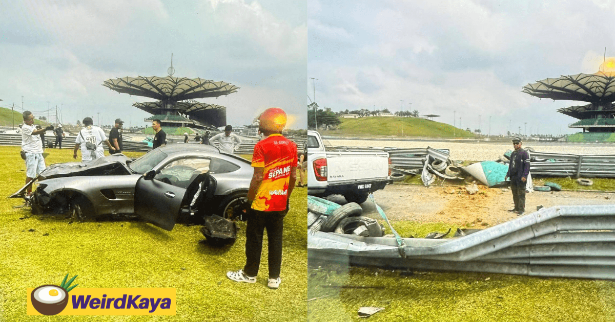 RM1.7mil SG-Registered Mercedes Slams Into Barrier At Sepang Race Circuit, Leaving It Totalled