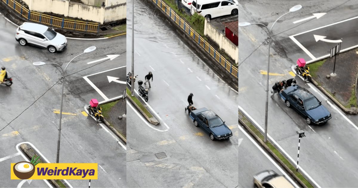Motorcyclists Praised For Joining Forces To Push Stalled Car In Penang