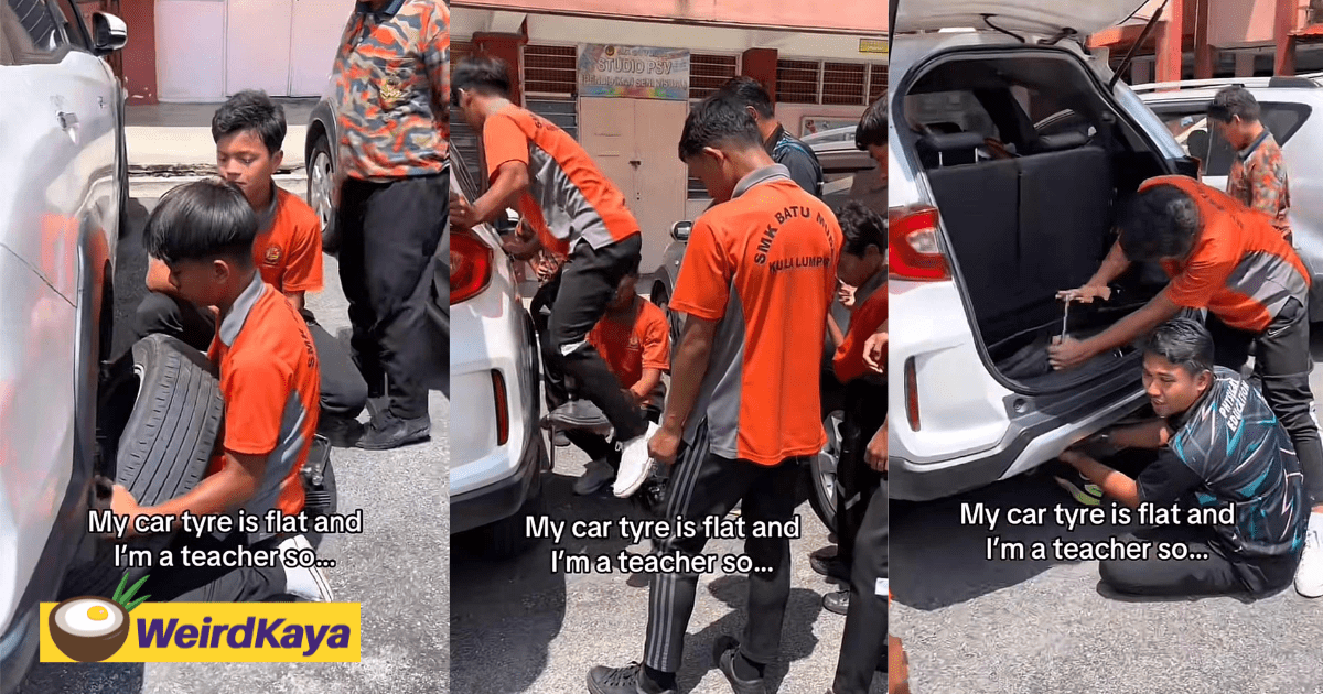 M'sian Teacher Impressed After Her 14yo Student Changes Her Car's Flat Tyre