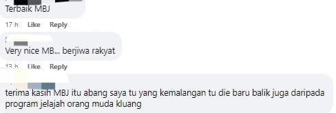netizen praised Johor MB