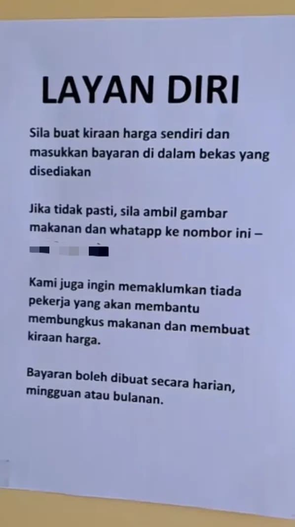 Notice inside mixed rice stall