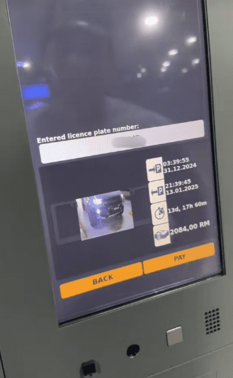 Parking duration shown