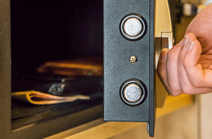 Person opening a safe