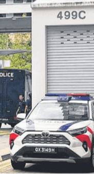 Police car at Tampines flat in Singapore