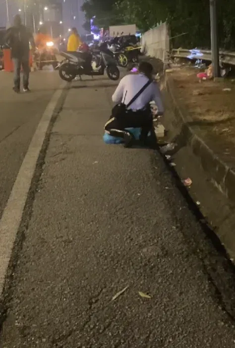 Police picking up rubbish