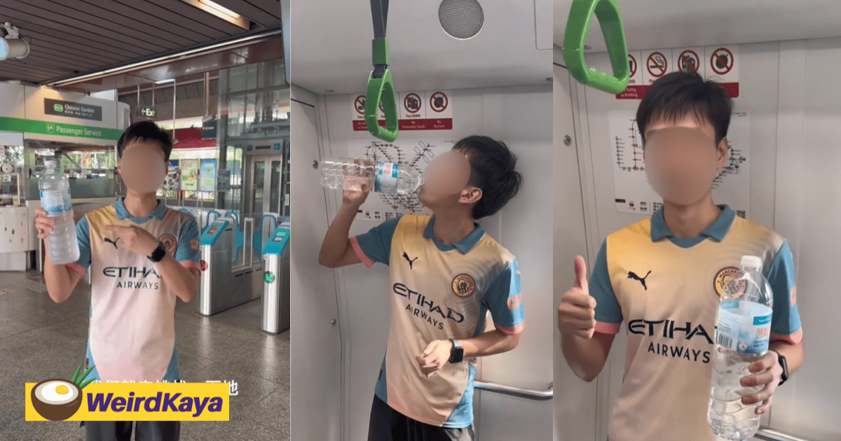 Man Plays With Fire By Filming Himself Drinking Water On S'pore MRT, Gets Reported To The Police