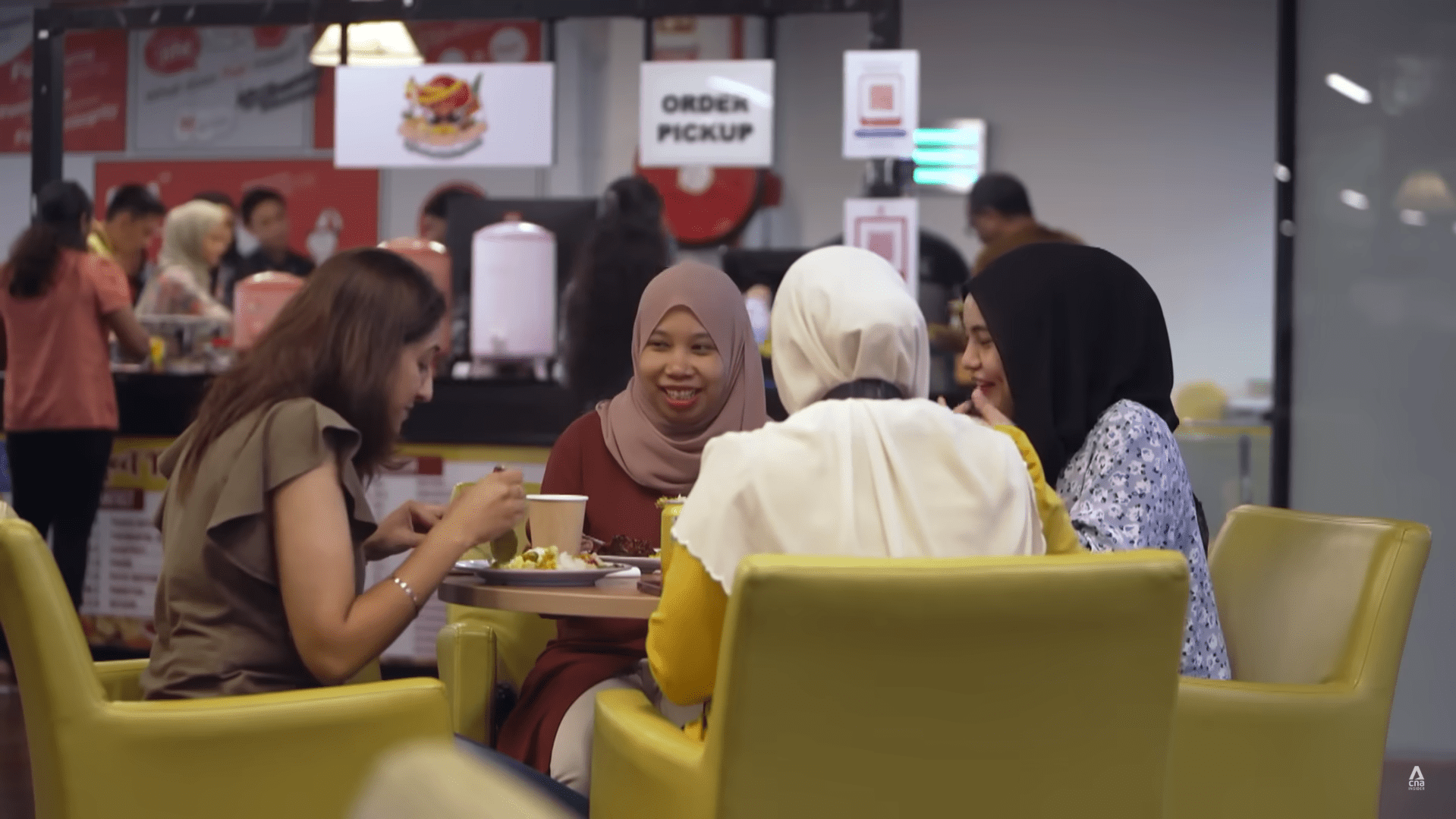 Racheal having lunch with colleagues