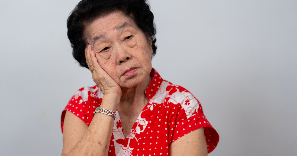 sad asian grandma