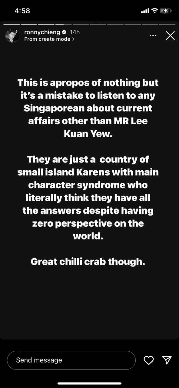 Ronny Chieng calls Singapore 'a country of Karens'