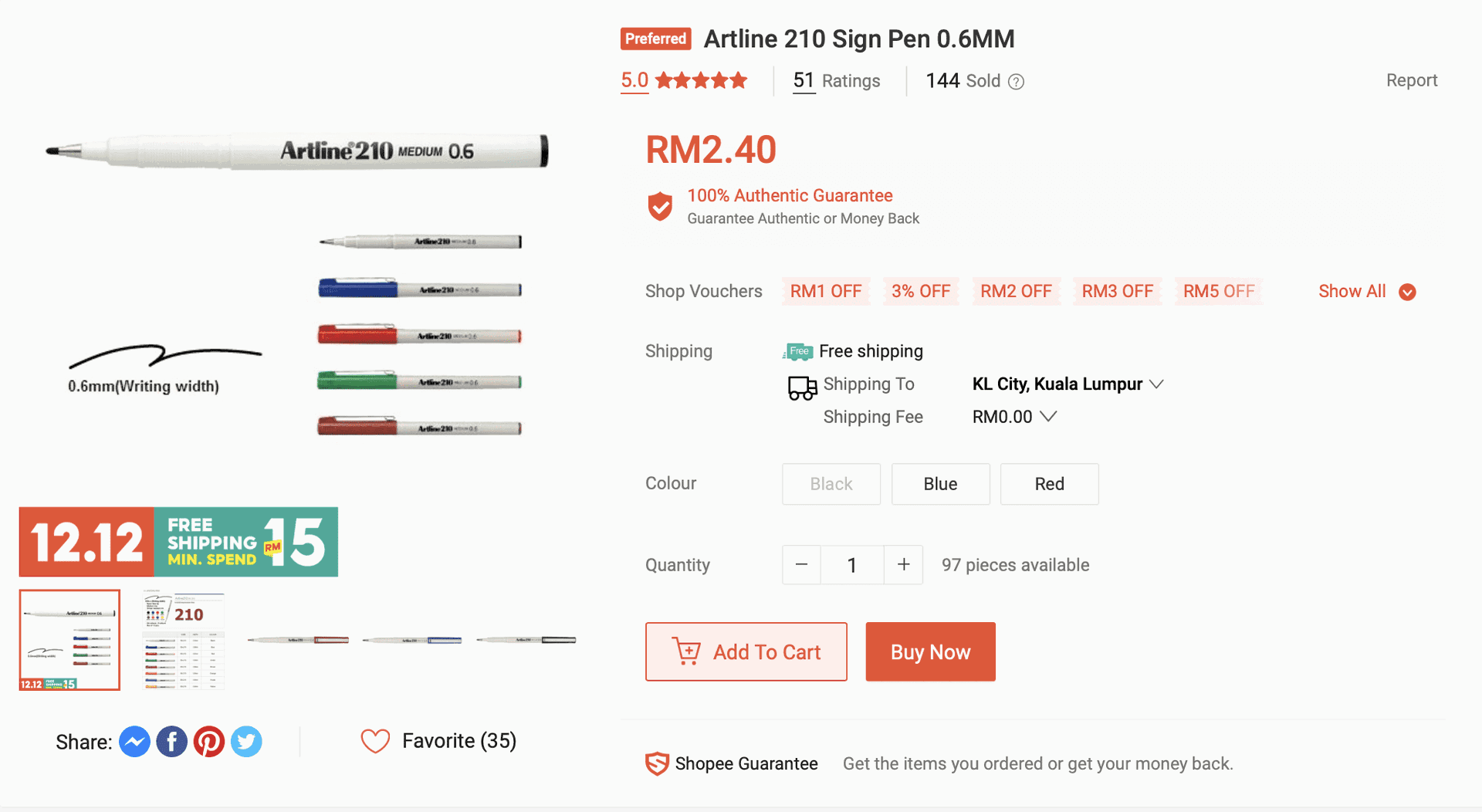 Shopee Pen Artline sold out