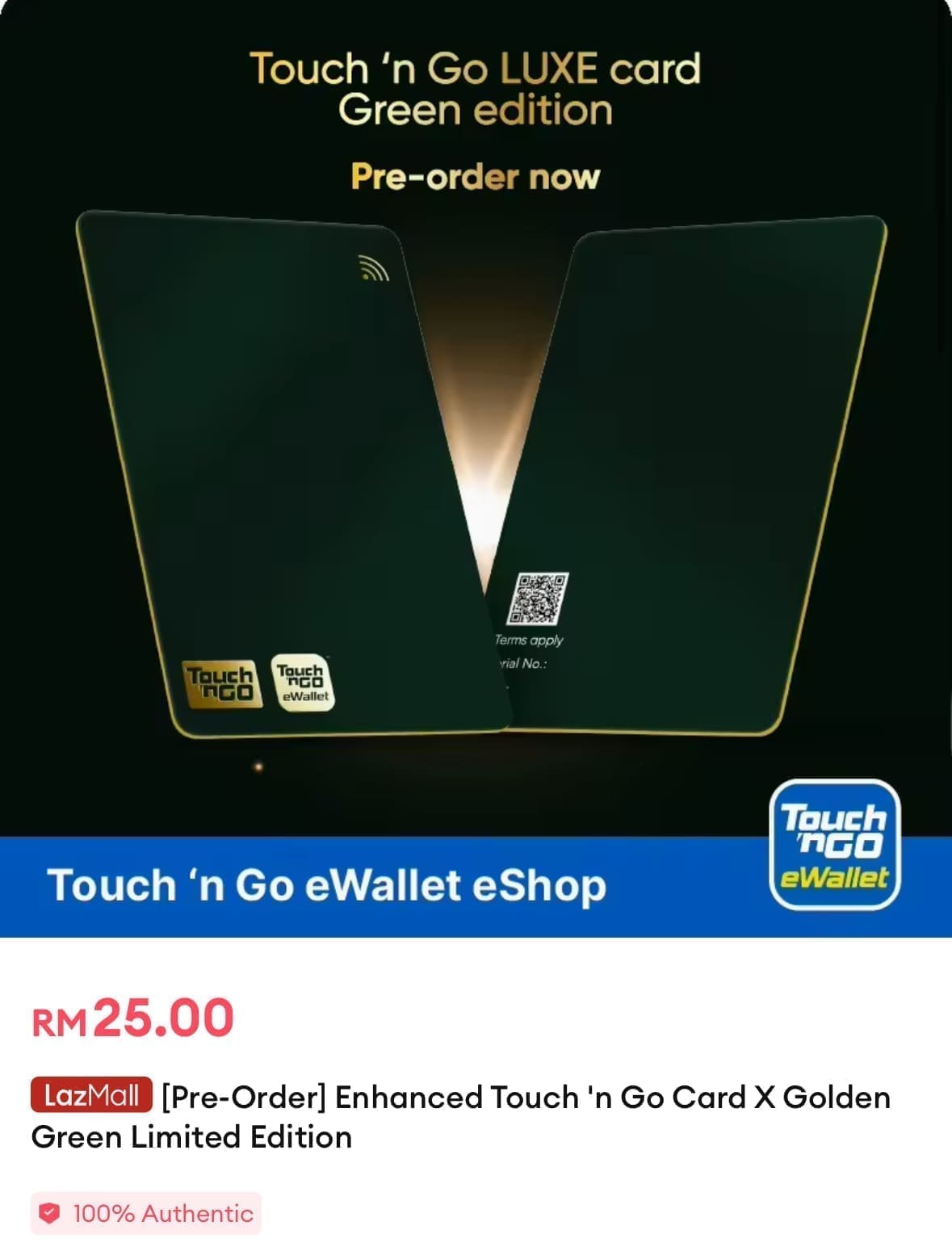 TNG Luxe card on Lazada