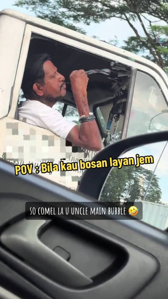 uncle playing bubble toy