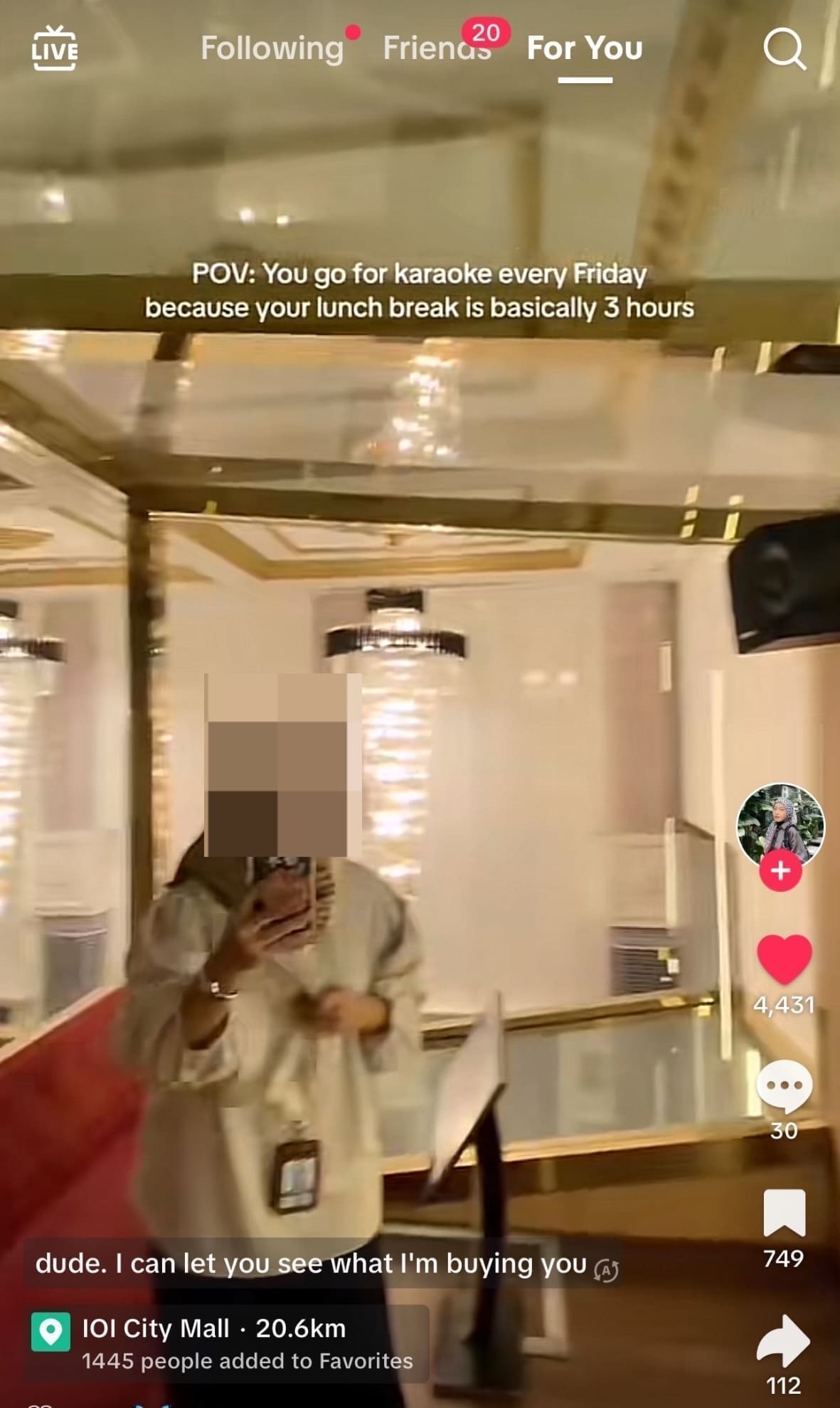 Malaysian government worker taking advantage during breaks to go karaoke