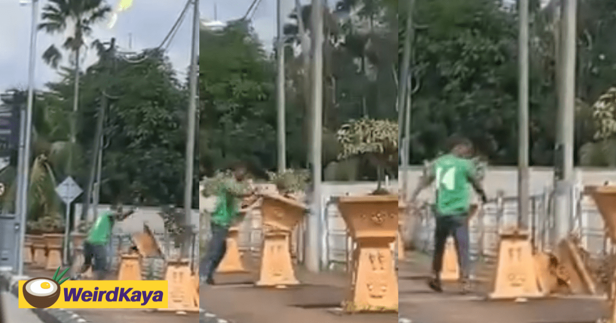 'Who Hurt You?' - M'sian Man Destroys Flower Pots Near Perlis Police Station, Leaves Netizens Puzzled