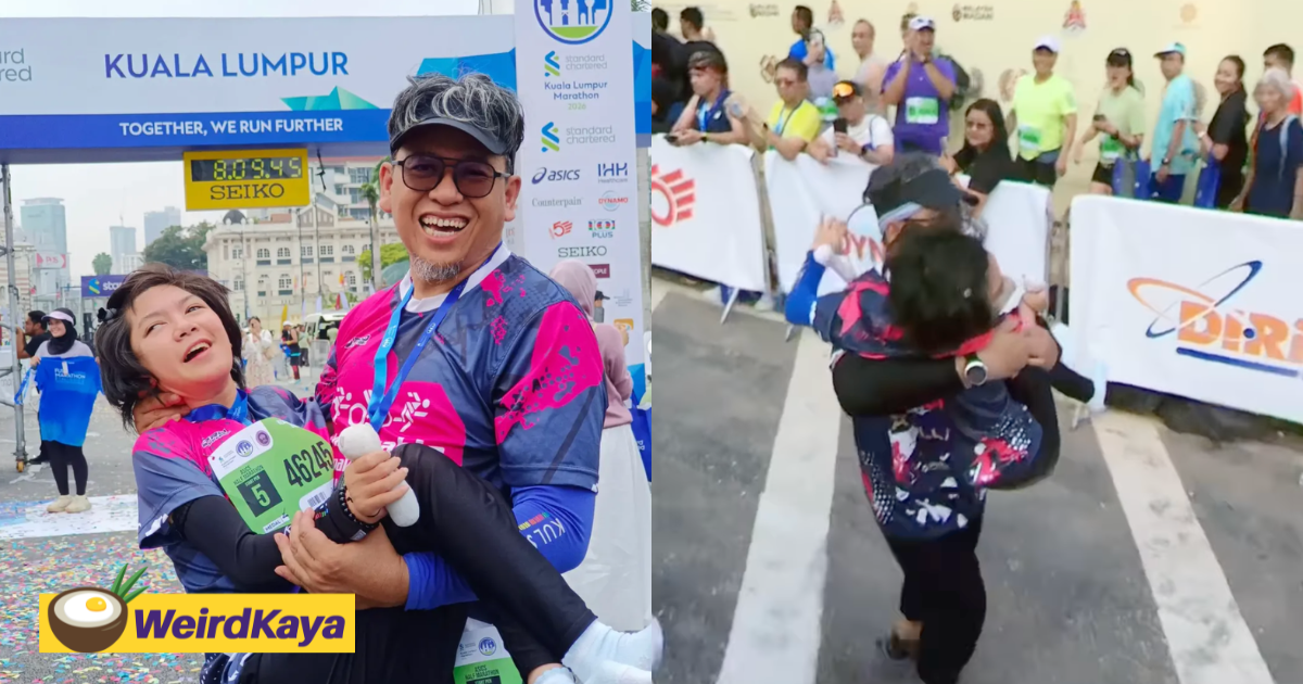 ‘She Ain’t Heavy, She’s My Baby’ – M’sian Dad Carries Daughter With Cerebral Palsy Across KLSCM Finish Line | WeirdKaya