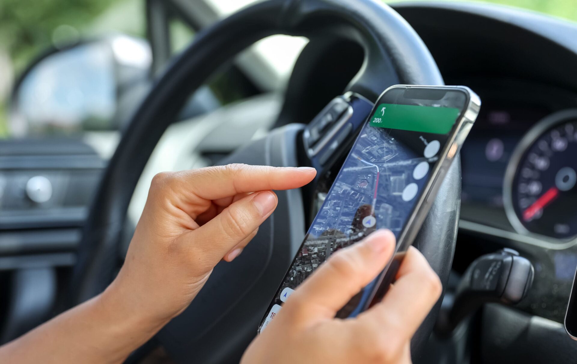 Woman using GPS on her phone