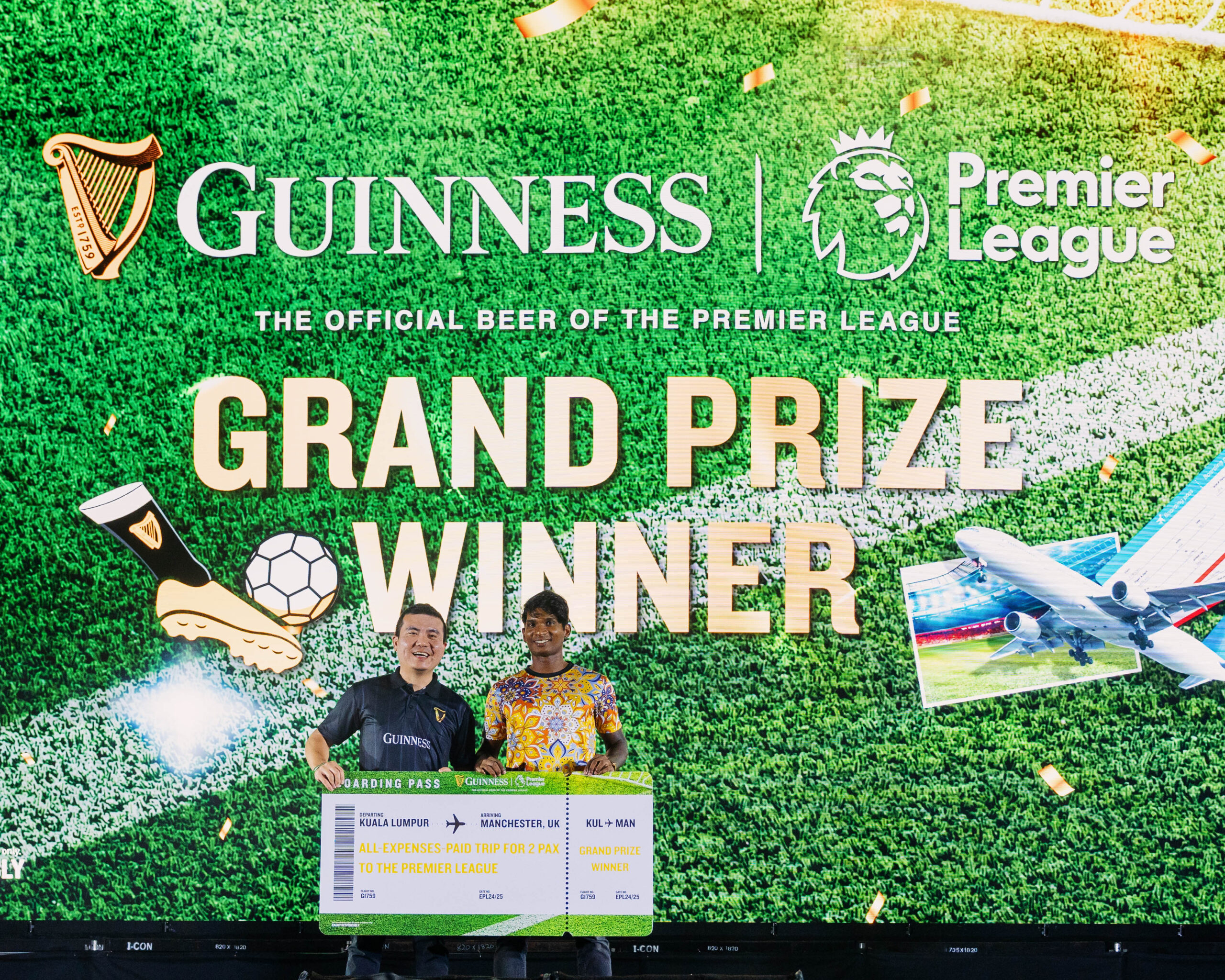 Guinness malaysia, the official beer of the premier league, crowned gregory isaac as the first grand prize winner at the spectacular guinness matchday event held at sentul depot last saturday