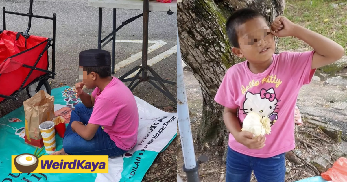 10yo m'sian boy spends hari raya by selling vegetables at ttdi alone | weirdkaya