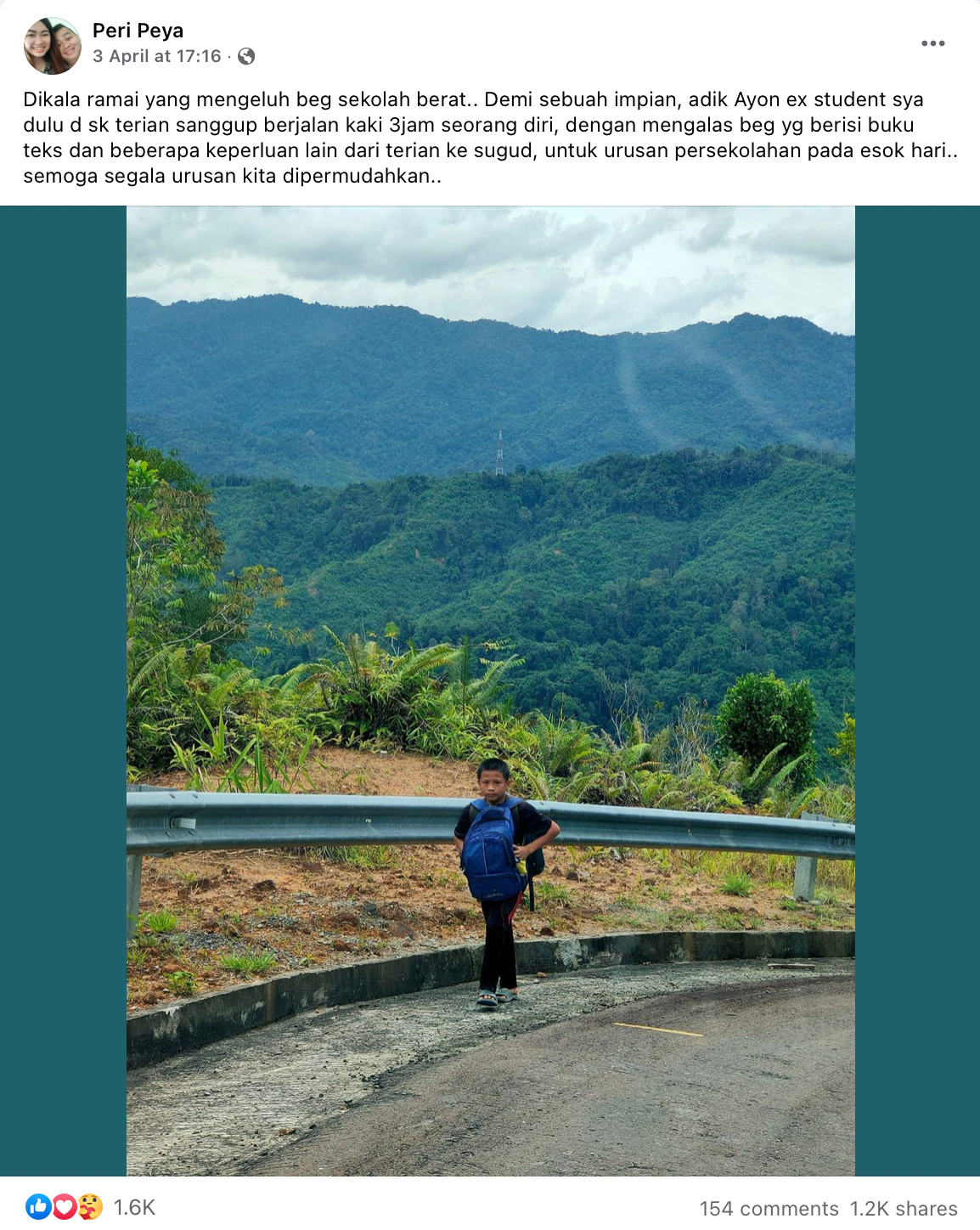 13yo sabahan walks 14km alone just to go to school and achieve his dream | weirdkaya