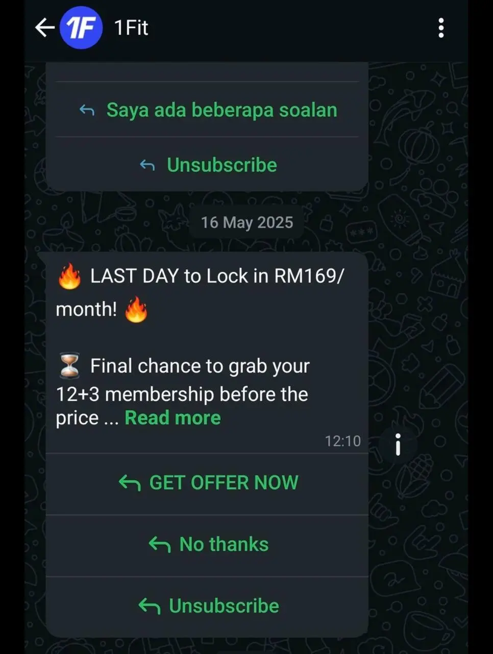 1Fit asking people to subscribe a month before closing down