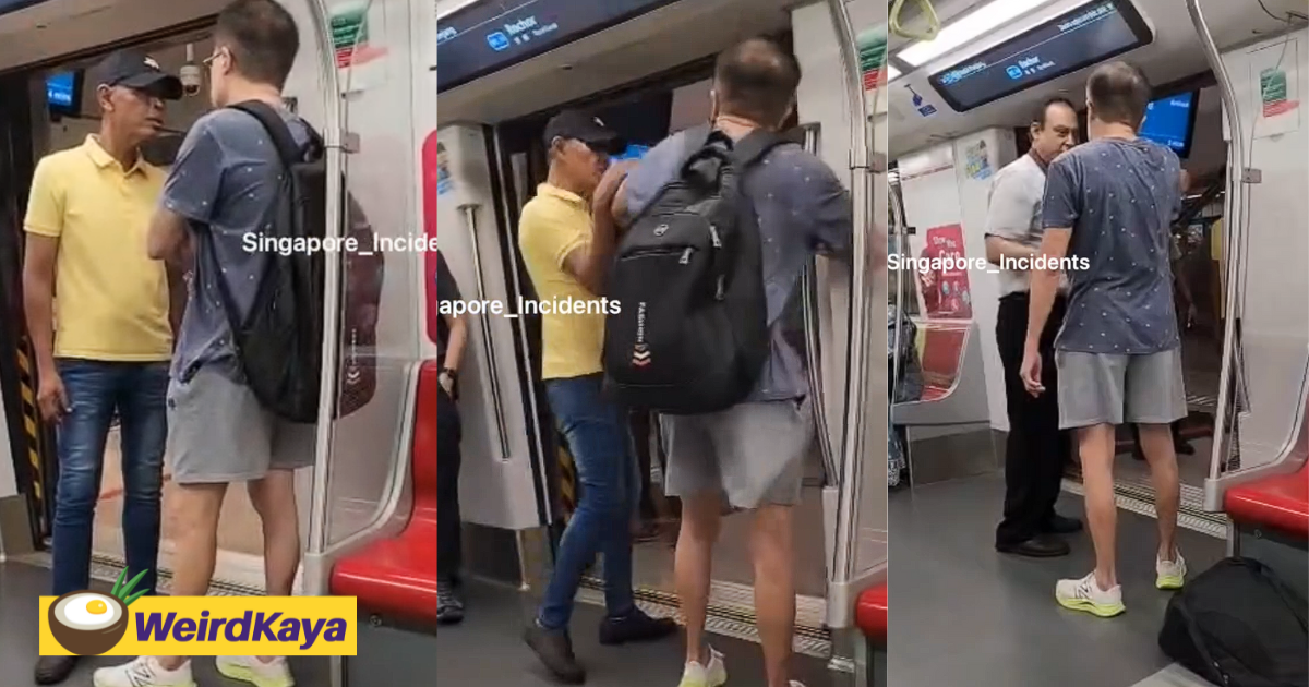 2 men have standoff onboard mrt in sg, one keeps shouting 'f*** you! ' at the other | weirdkaya