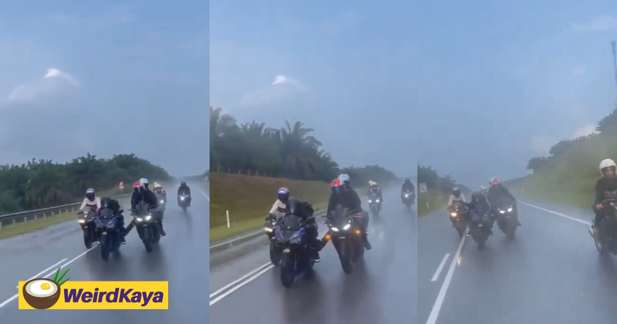 2 m'sian riders seen ‘towing’ motorbike with their feet, gets slammed by netizens | weirdkaya