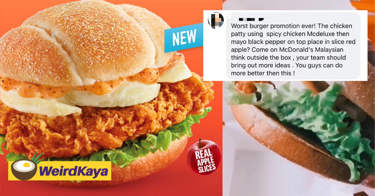 Mcdonald's msia latest spicy chicken burger with apple slices sparks outrage online | weirdkaya
