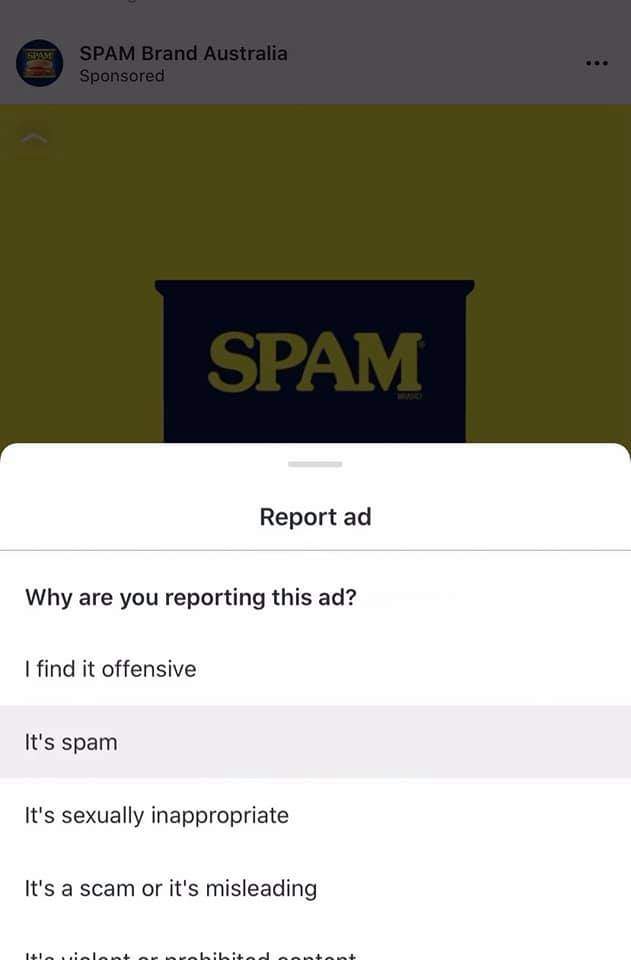 Punny netizen reports spam brand australia ad for being 