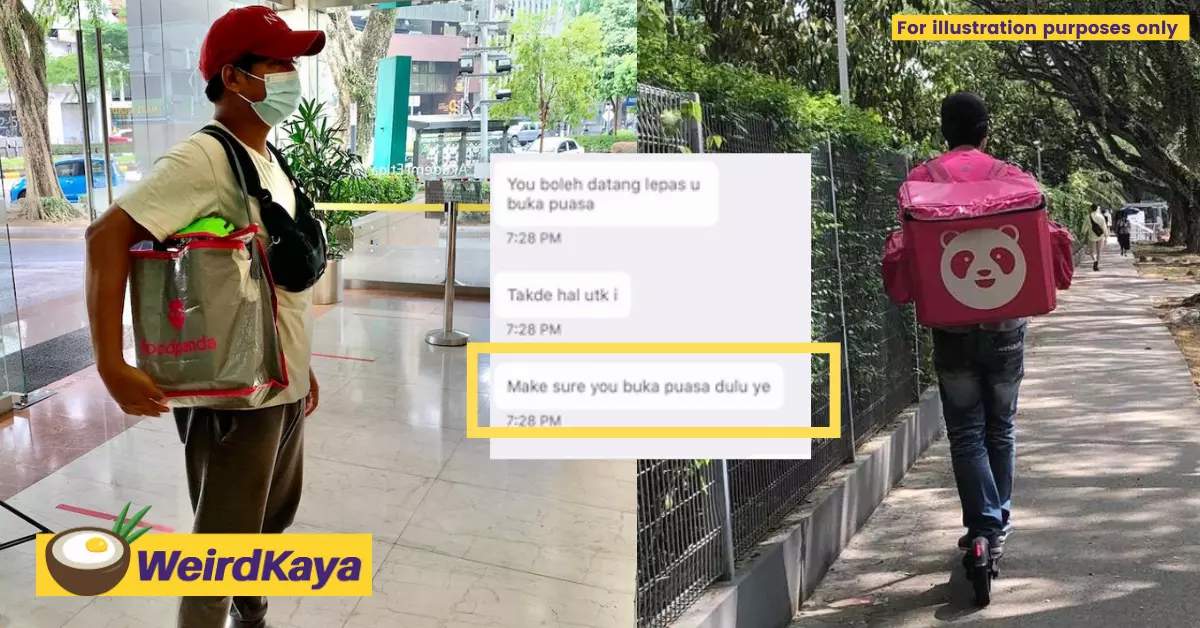 Foodpanda walker shares kind message by customer urging him to break fast beforehand | weirdkaya