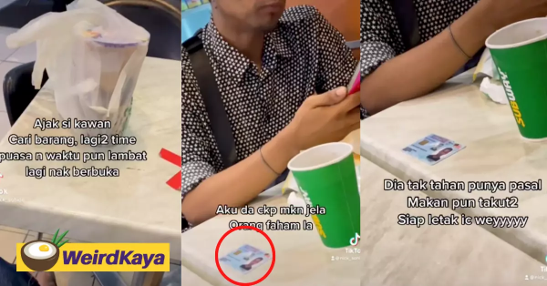 Man puts IC on the table while eating to avoid being accused of skipping puasa