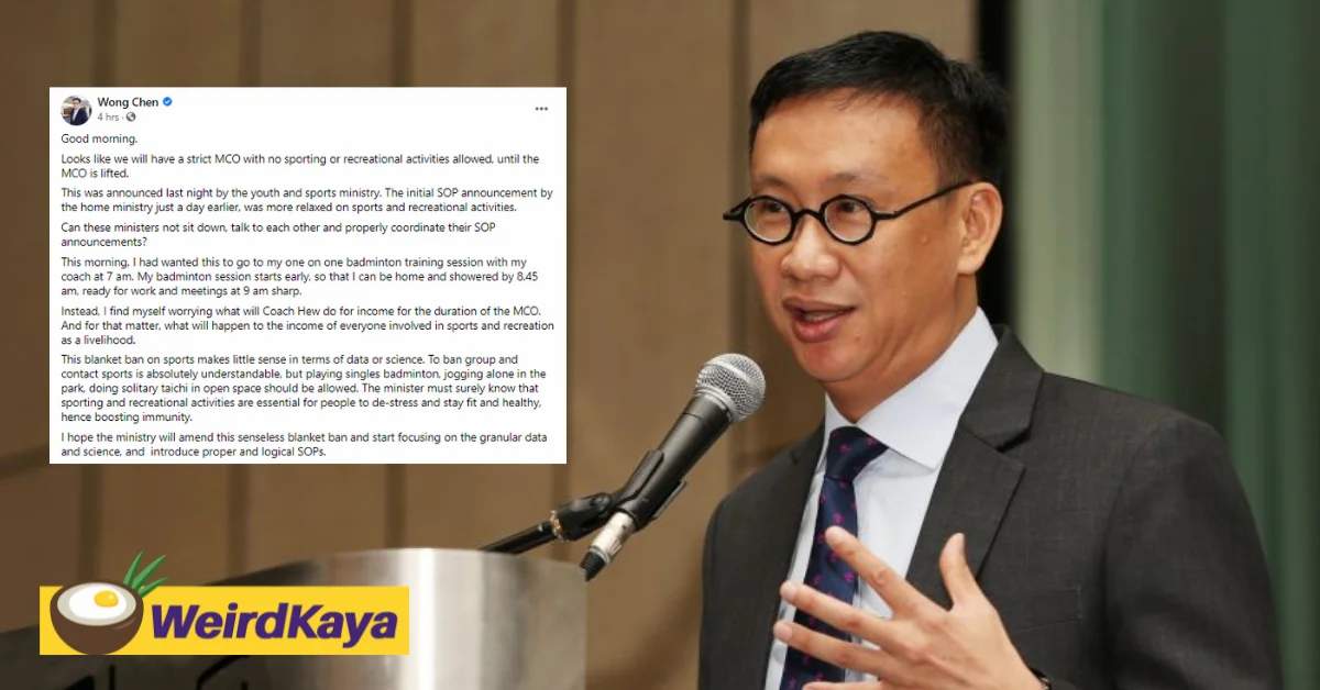 Subang mp slams government over absurd mco restrictions on sporting activities | weirdkaya