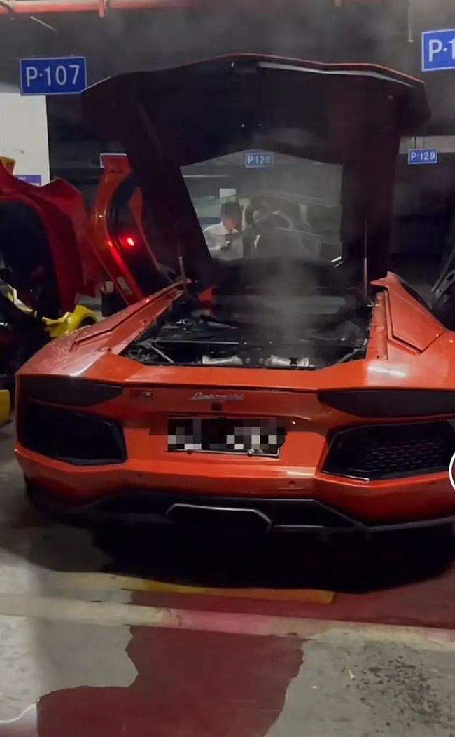 Man ruins lamborghini after trying to barbeque meat with its exhaust pipe