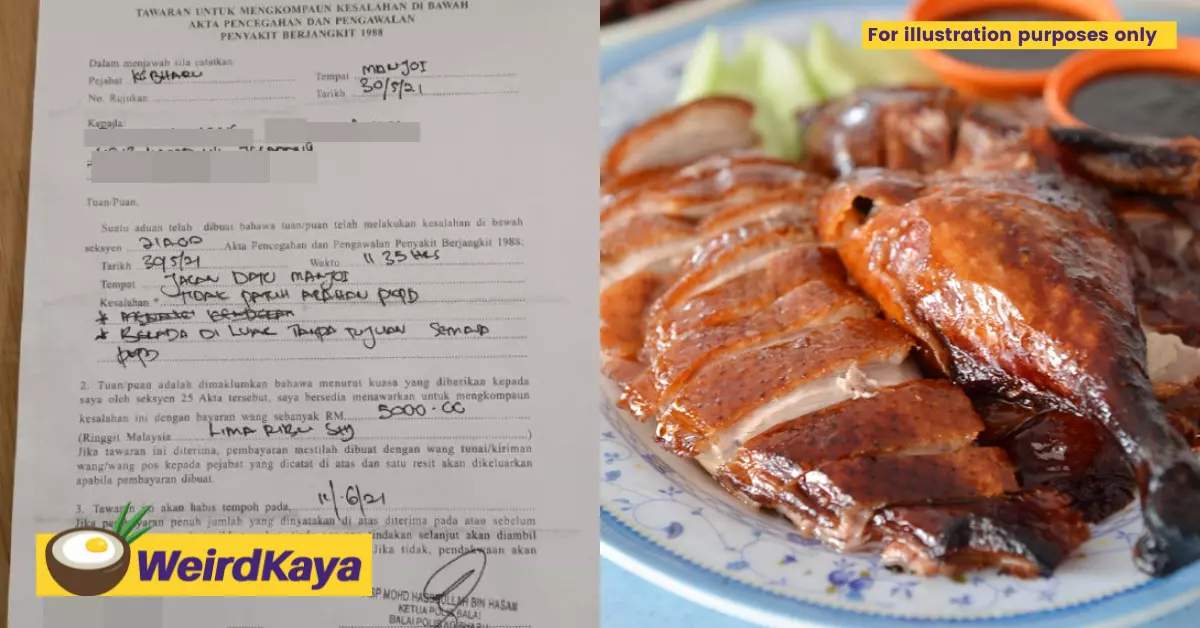 Man fined rm5,000 for leaving his home to buy roasted duck during emco | weirdkaya