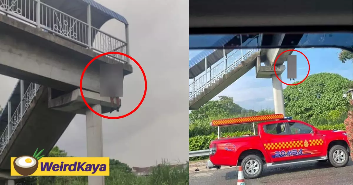 [updated] man hangs himself on the edge of pedestrian bridge in broad daylight | weirdkaya