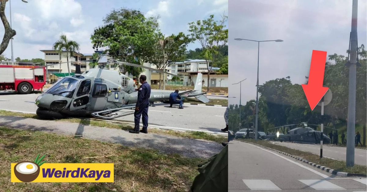 Royal malaysian navy's combat helicopter makes an emergency landing in lumut | weirdkaya