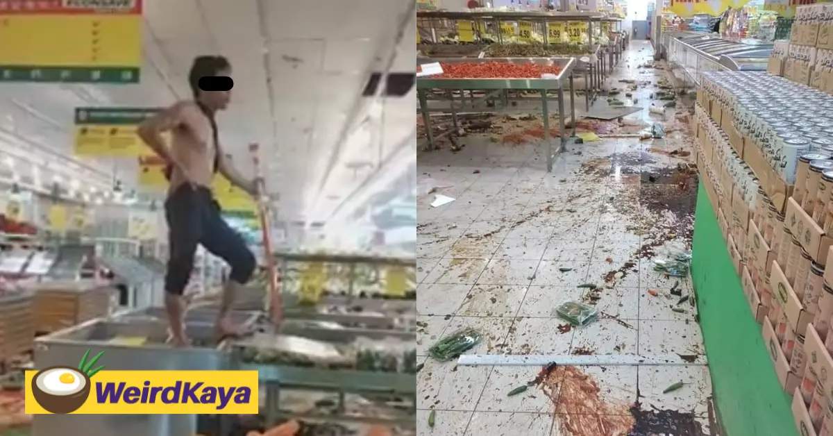 37yo man believed to mentally unwell runs amok at a supermarket in sarawak | weirdkaya