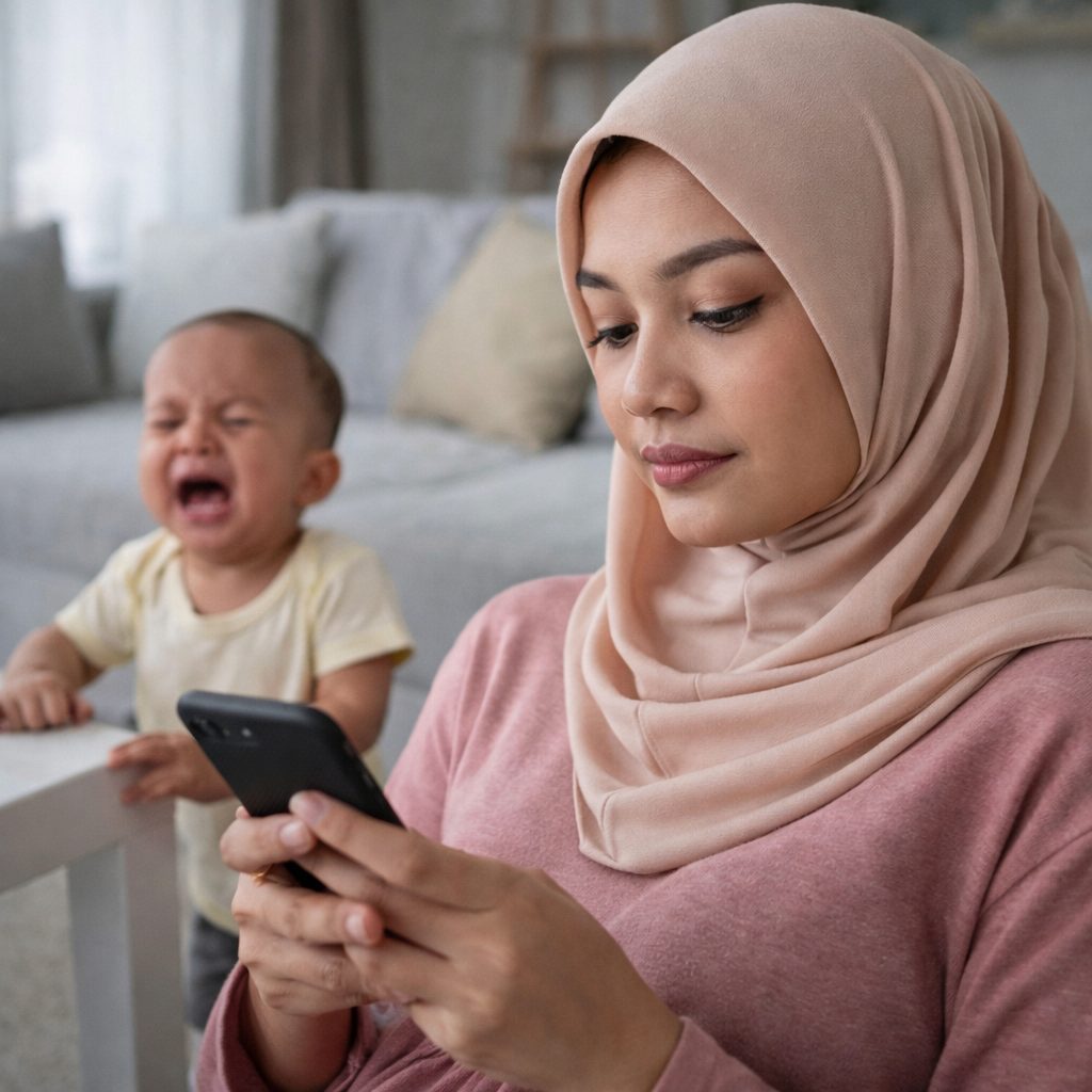 Baby sitter with baby