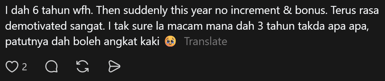 Comment on no raise and bonus ( )